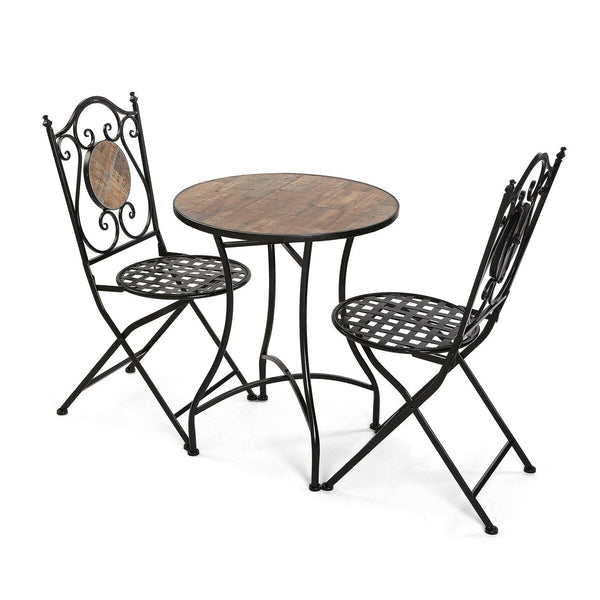 Garten Set Tisch mit 2 Stühlen Versa Irida Schwarz Metall 71 cm