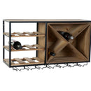 Flaschenregal 80 cm Tanne natürlich Schwarz Metall Braun