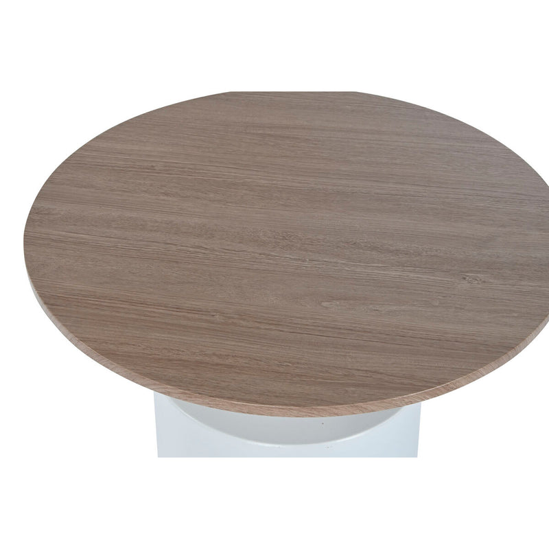 Beistelltisch Weiß natürlich Metall Holz MDF 55 cm