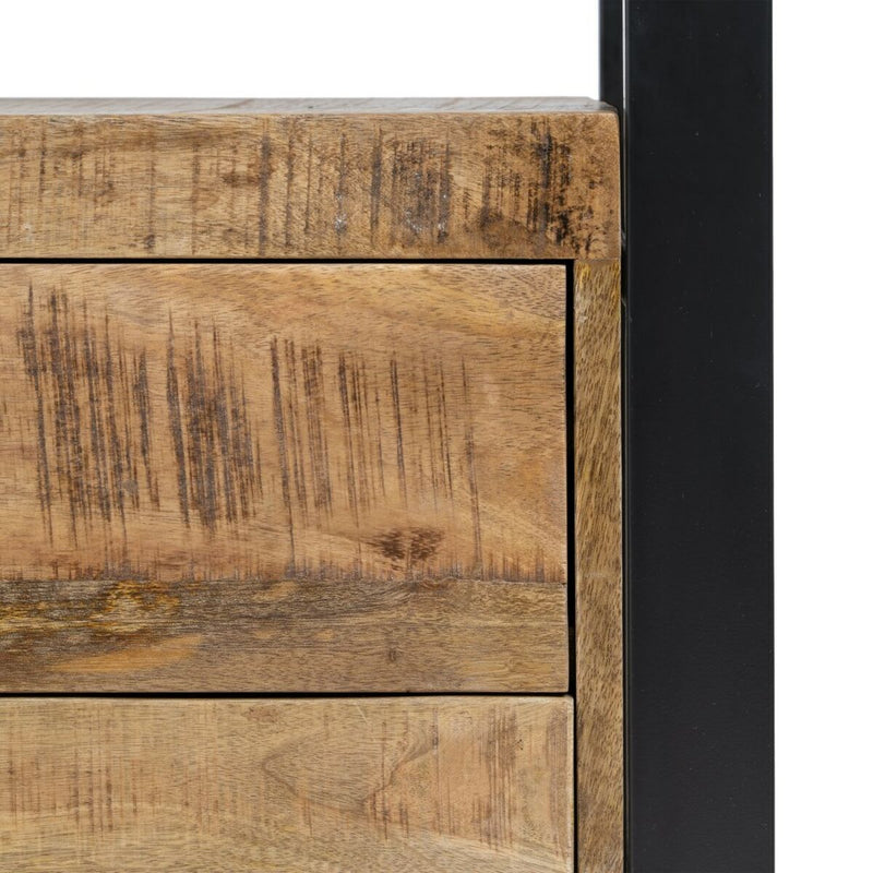 Konsolentisch mit Schubladen MANGO 80 cm natürlich Schwarz Holz Eisen