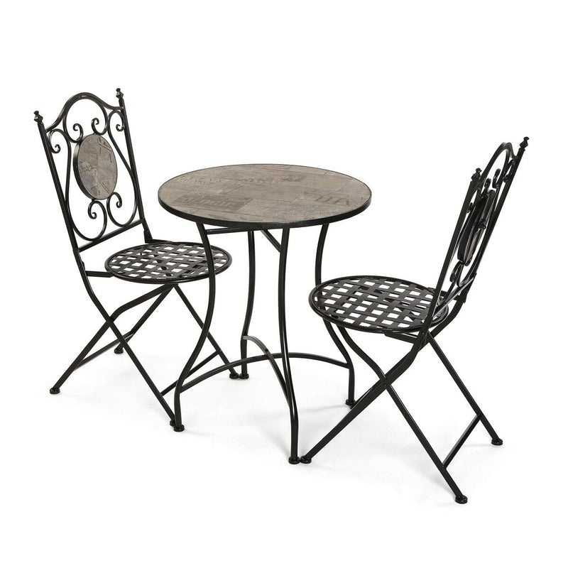Garten Set Tisch mit 2 Stühlen Versa Ivar Schwarz Metall 71 cm
