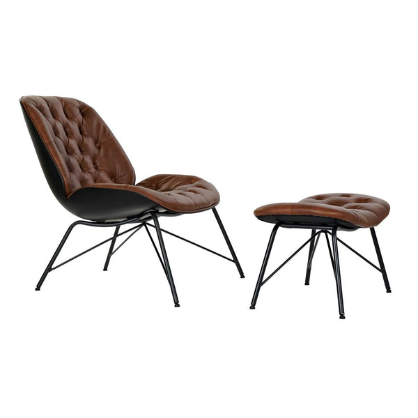 Sessel mit Hocker Braun Schwarz Bunt Metall 85 cm