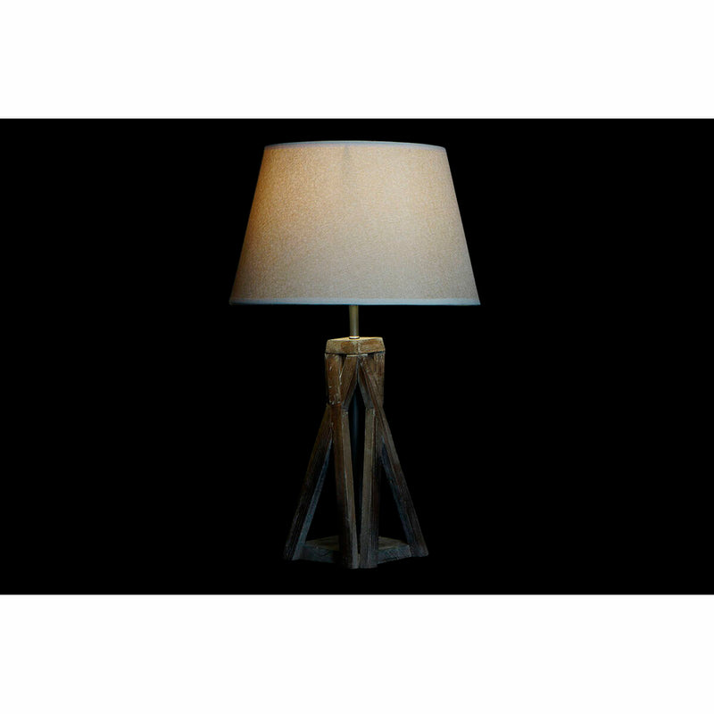 Tischlampe Holz Baumwolle Dunkelbraun 56 cm