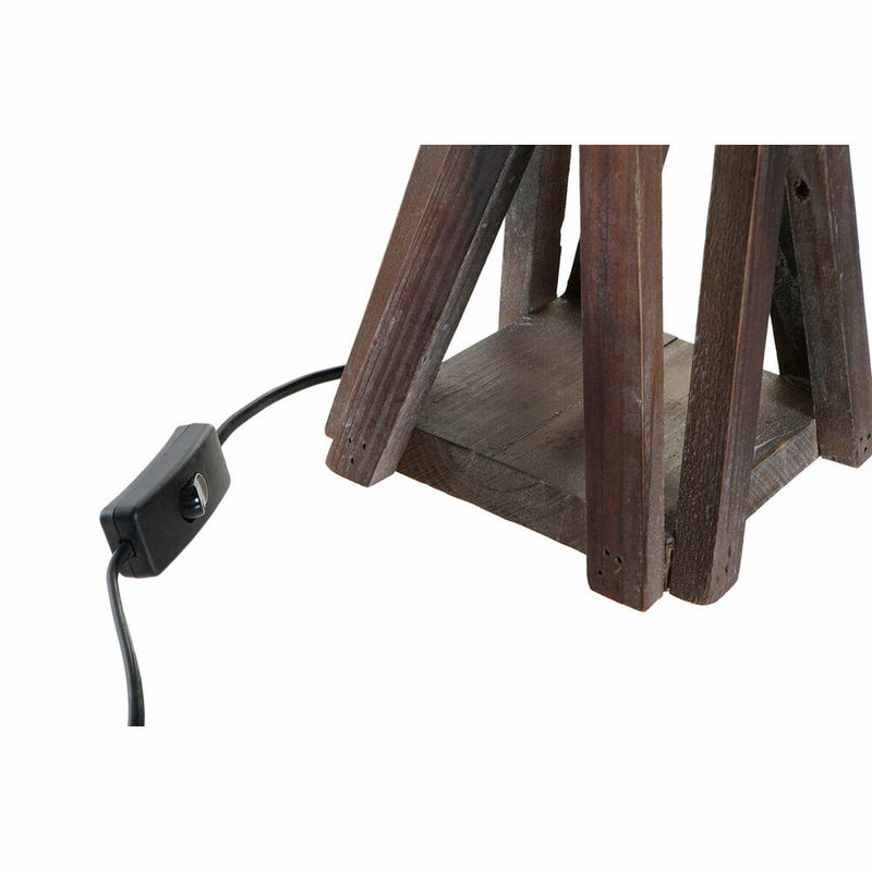 Tischlampe Holz Baumwolle Dunkelbraun 56 cm