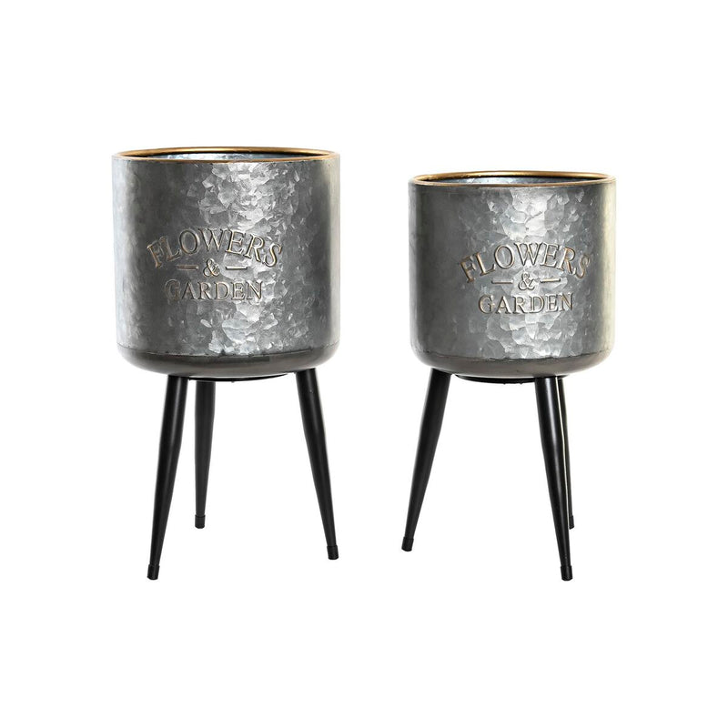 Jabal Blumentopf Blumenständer Set Schwarz Grau Metall 46 cm