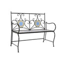 Bank Garten 111 cm Keramik Metall Mosaik Schwarz
