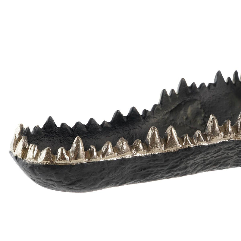 Dekofigur Dekoobjekt Aluminium Grau Krokodil 55 cm