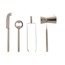 Cocktail Set 4 natürlich Silberfarben Edelstahl Akazienholz