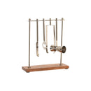 Cocktail Set 4 natürlich Silberfarben Edelstahl Akazienholz