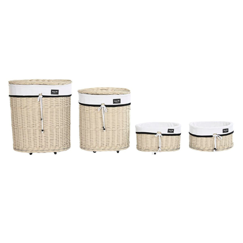 Korb Set Beige Polyester Weiß (58 cm)