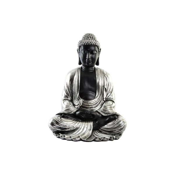 Dekofigur 57 cm Silberfarben Schwarz Buddha