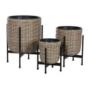 Blumentopf Set Metall Polypropylen Rattan 49 cm