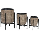 Blumentopf Set Metall Polypropylen Rattan 49 cm