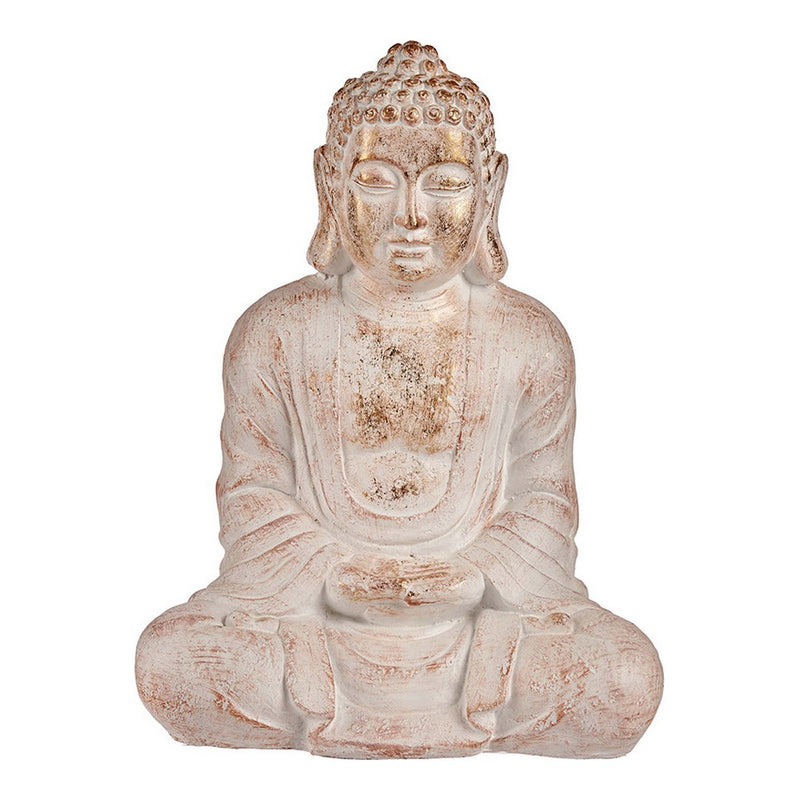 Dekofigur Buddha Weiß Golden Polyesterharz (57 cm)