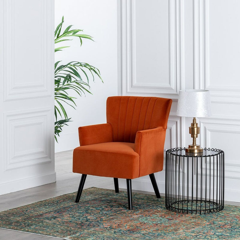 Sessel 63 x 50 x 83 cm Polyester Holz Orange