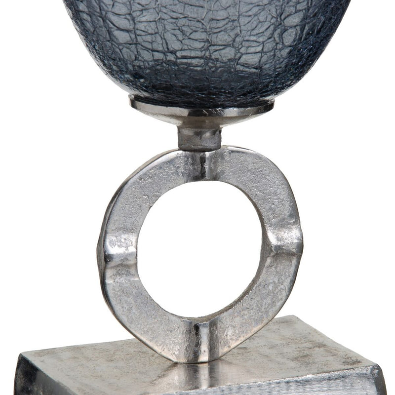 Halline Vase Kristall Grau Metall Silber 47 cm