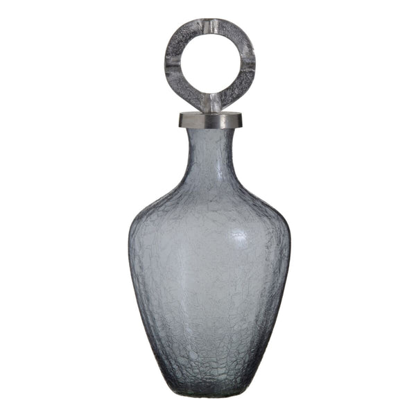 Halline Vase Kristall Grau Metall Silber 48 cm
