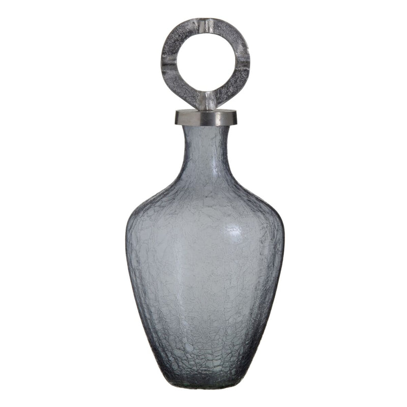 Halline Vase Kristall Grau Metall Silber 48 cm