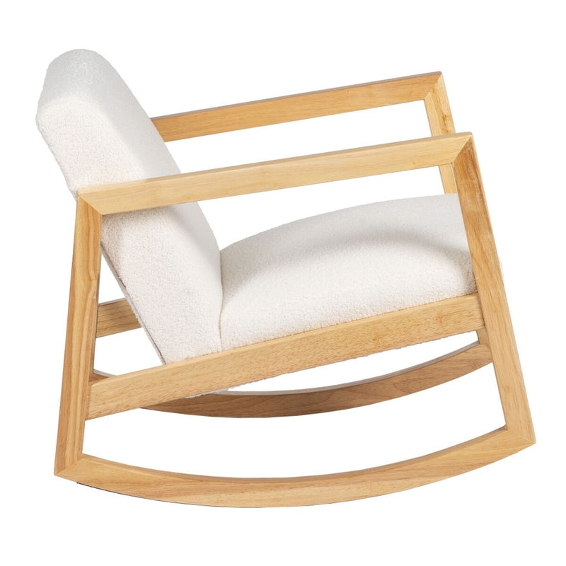 Sessel Schaukelstuhl Weiß natürlich Holz Stoff 83 cm