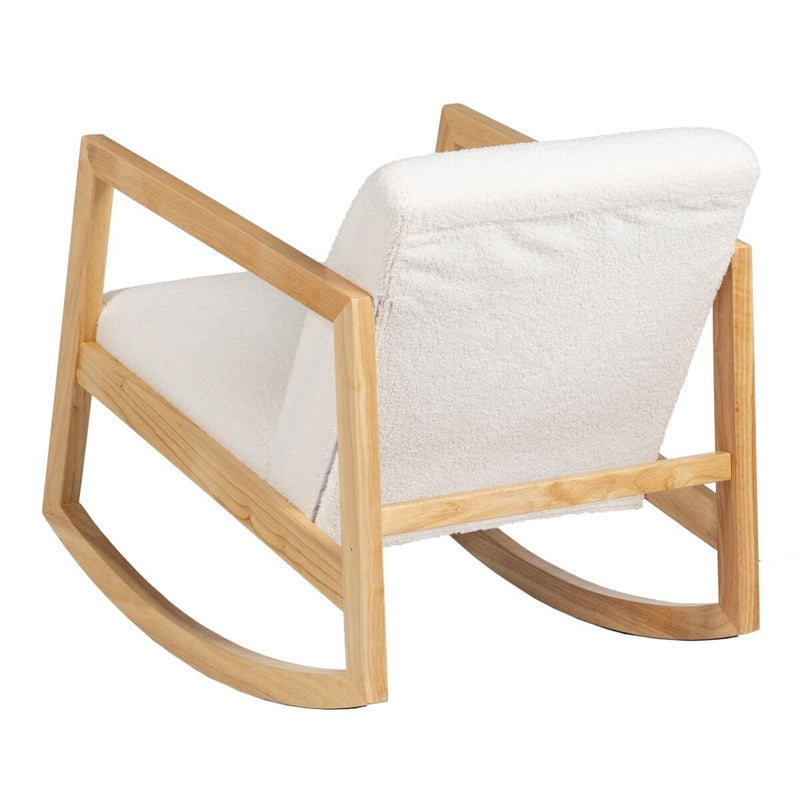 Brigid Sessel Schaukelstuhl Weiß natürlich Holz Stoff 83 cm