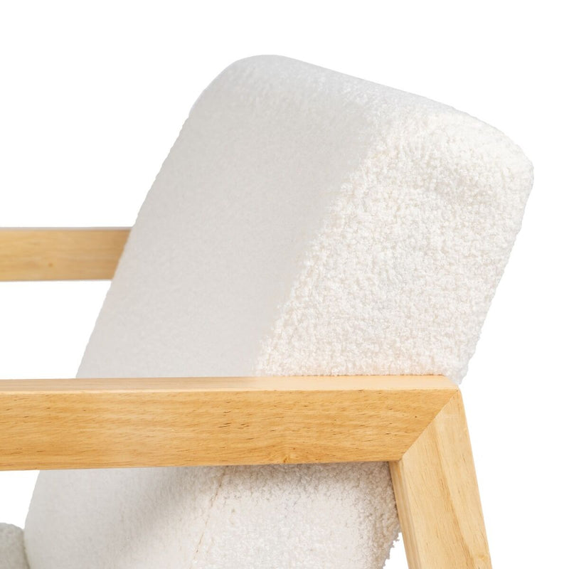 Brigid Sessel Schaukelstuhl Weiß natürlich Holz Stoff 83 cm