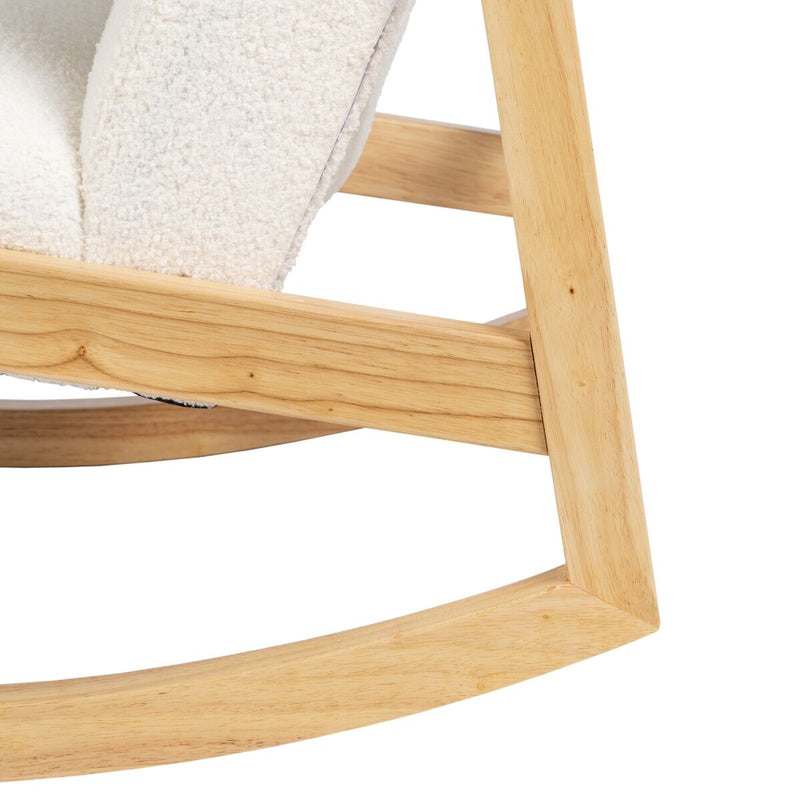 Sessel Schaukelstuhl Weiß natürlich Holz Stoff 83 cm