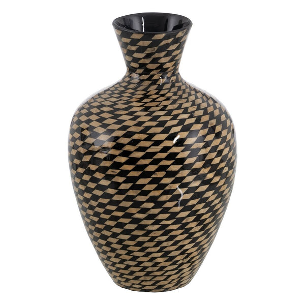 Vase Schwarz Beige Bambus 46 cm