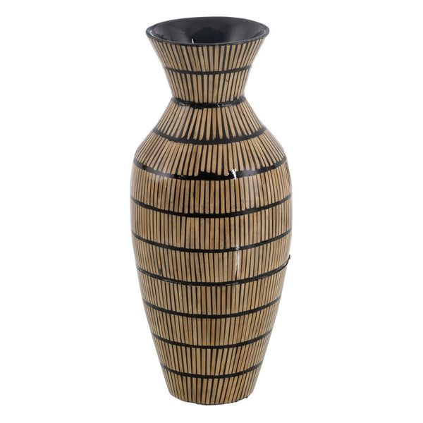Vase Schwarz Beige Bambus 52 cm