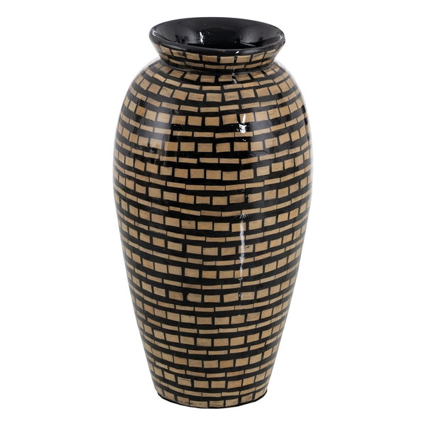Vase Schwarz Beige Bambus 40 cm